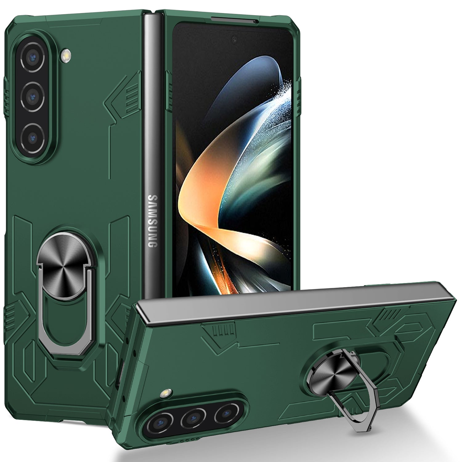 For Samsung Galaxy Z Fold5 5G Ring Kickstand Phone Case Hard PC Anti-drop Cover Support Magnetic Car Mount For Samsung Galaxy Z Fold5 5G Ring Kickstand Phone Case Hard PC Anti-drop Cover Support Magnetic Car Mount